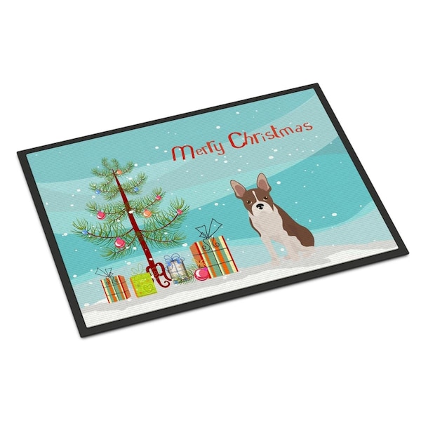 Carolines Treasures 24 x 36 in. Boston Terrier Christmas Tree Indoor or Outdoor Mat CK3493JMAT - main